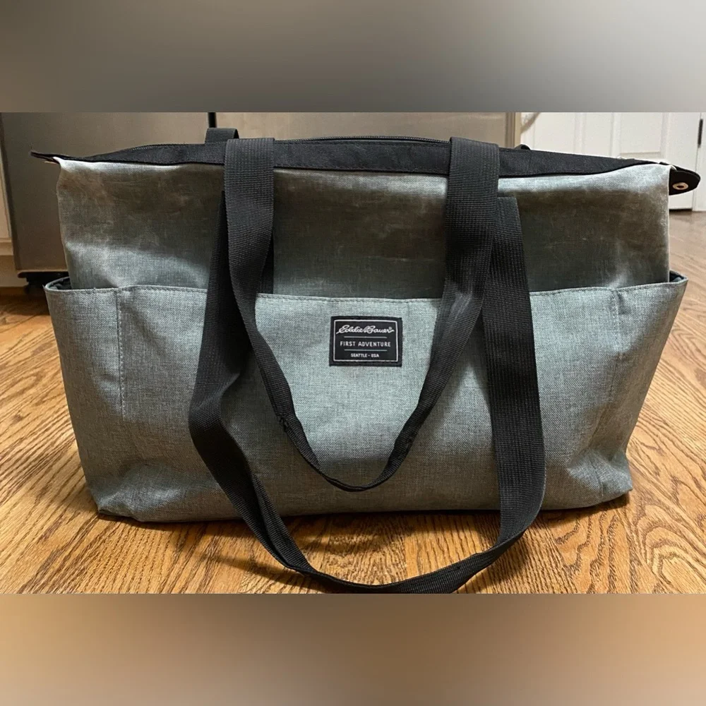 Eddie Bauer First‎ Adventure Diaper Travel Bag Gray Pockets